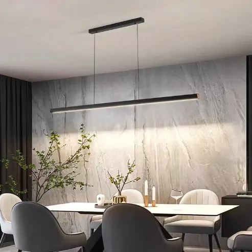 High ceiling mount magnetic bracket dining room table pendant lights linear downlight modern aluminium lighting