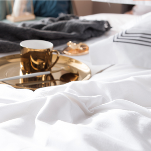 Pas cher plaine hôtel vingt et un 100% <span class=keywords><strong>drap</strong></span> de lit <span class=keywords><strong>en</strong></span> soie de luxe ensemble de literie textile à la maison - Product Image 6