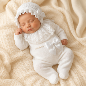 Conjunto <span class=keywords><strong>de</strong></span> Ropa <span class=keywords><strong>de</strong></span> Bautizo para Bebé Niña, Marca Kaiyue, <span class=keywords><strong>de</strong></span> Algodón, Tejido, con Gorro <span class=keywords><strong>de</strong></span> Encaje, Lazo <span class=keywords><strong>de</strong></span> Perlas, Estilo Formal y Elegante - Product Image 3