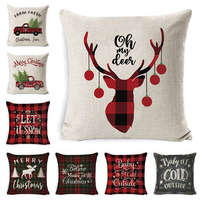 Kerstversiering Sierkussen Covers 18X18 Inch Winter Vakantie Katoen Linnen Gooi Kerst Kussen Case Cover