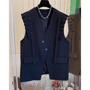 Nuevo Chaleco de Mujer Holgado con Detalle de Madera en el Lateral y Empalmes, a la Moda - Product Image 2