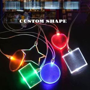 Custom Logo Music Festival Work Id Business Card Night Acrylic Led Flash <b>Light</b> Hanging <b>Rope</b> Name Label Badge for Bar - Product Image 3