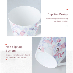 Ensemble de 4 tasses en porcelaine fine en forme de fleur - Motif pastoral américain avec oiseaux et fleurs - Product Image 5