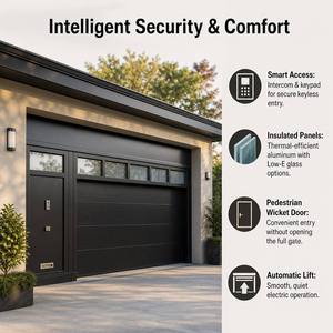 Porte de garage sectionnelle <span class=keywords><strong>en</strong></span> aluminium isolée, ouvre-porte automatique, commande intelligente, résistant aux intempéries, réduction du bruit - Product Image 2