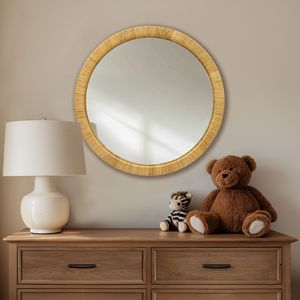 Miroir mural rond en rotin naturel de 36 pouces de diamètre, accent décoratif pour la maison - Product Image 2