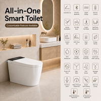 WC intelligent compact monobloc de 58 cm, bidet intelligent avec couvercle automatique et contrôle des odeurs, idéal pour les petits appartements