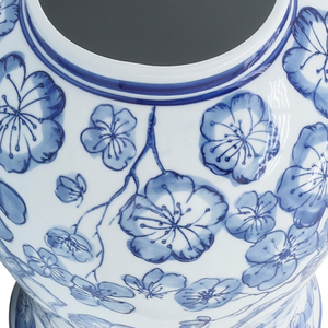 Vaso in Ceramica con Coperchio, Design Floreale Blu, Decorazione da Tavolo per Soggiorno o Camera da Letto - Product Image 4