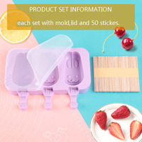 Moules à sucettes glacées en silicone motif dessin animé, bac à glaçons en silicone sans BPA, réutilisable, avec bâtonnets pour enfants, vente en gros