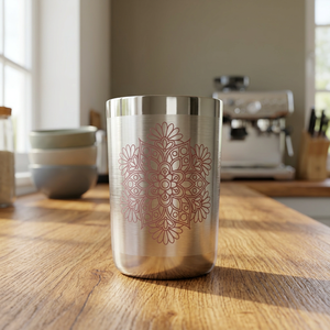 Tasse de voyage isotherme à double paroi en acier inoxydable avec motif floral mandala, style bohème unisexe, pour boissons chaudes - Product Image 6