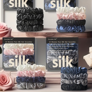 22Momme 100% Moerbei Zijde Elastische Haarbanden Custom Logo Label 2Cm Paardenstaart Houder Met Rubberen Band 100% Zijde Scrunchies - Product Image 2