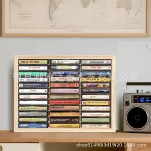 Simple wooden multi-layer CD storage box, home desktop wooden <b>record</b> organizer, <b>standing</b> solid wood CD display rack - Product Image 4
