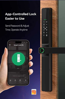 Serrure de porte intelligente sans fil extérieure en aluminium, acier et bois, avec contrôle par application Tuya, empreinte digitale, alarme anti-effraction et étanchéité