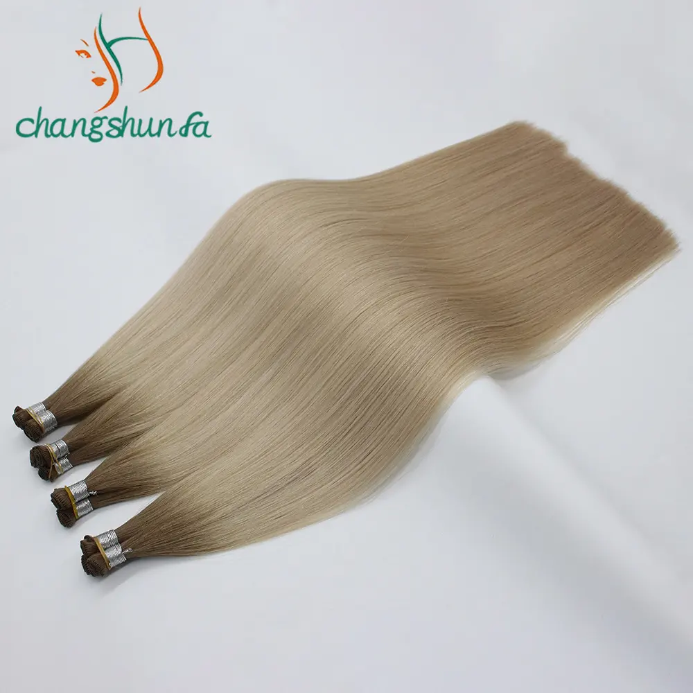 Rápido E Transporte Seguro Em Linha Reta Handtied Trama Do Cabelo virgem Dupla Desenhada Extensões de cabelo