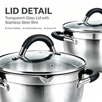 Ensemble de 7 ustensiles de cuisine modernes et écologiques en acier inoxydable, casseroles, faitouts, poêles, poignées en silicone, sans revêtement, compatibles lave-vaisselle
