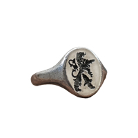 Bague sceau en cire sculptée en argent sterling 925 vintage Rustic Lion Crest Charm Chevalier Signet pour mariage ou fête