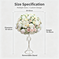 Décoration de table de mariage, chemin de table, événement, fête, rose en soie, gypsophile, composition florale mixte rose et blanc, boule de fleurs artificielles