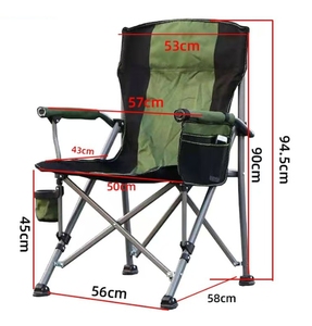 Heavy Duty Lumbar Back Supports Portable \<strong\>Camping\</strong\> Padded Hard Arm \<strong\>Folding\</strong\> Camp Beach \<strong\>Chair\</strong\> With Cup Holder - Product Image 3
