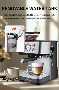 <span class=keywords><strong>Machine</strong></span> à <span class=keywords><strong>expresso</strong></span> commerciale en acier inoxydable avec réservoir d'eau amovible de 1,6 L, pression de la pompe de 16 à 20 bars, moulin à café <span class=keywords><strong>intégré</strong></span> - Product Image 6