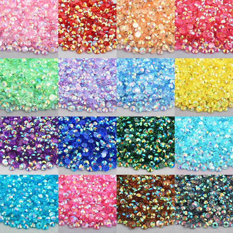 Wholesale 2mm 3mm 4mm 5mm 6mm Transparent Pink AB Crystal Non Hotfix Resin Jelly Rhinestones For DIY Crafts