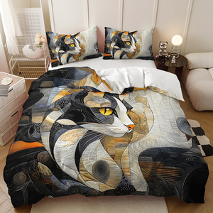 <span class=keywords><strong>Picasso</strong></span> gato abstracto calcomanía textura impresa ropa de cama lindo Animal funda nórdica conjunto - Product Image 1