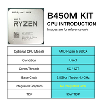 PANDL NEW B450 Mainboard Combo CPU AMD Ryzen 5 3600X Mendukung XMP 2x DDR4 DIMM PCIe3.0 X16 NVME M.2 SSD SATA3.0 B450 Motherboard