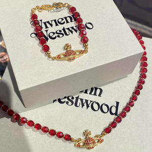 Nouvelle Collection 2025 : Collier Ras du Cou de Luxe Haut de Gamme pour Femme, Pendentif Saturne en Cristal Rouge Empress Dowager Vivienne, Chaîne Clavicule - Product Image 6