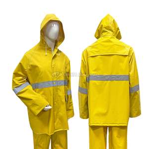 Impermeable Amarillo de PVC, Traje de <span class=keywords><strong>Lluvia</strong></span> Resistente para Adultos, Traje de <span class=keywords><strong>Lluvia</strong></span> Largo de Poliéster para Hombre - Product Image 4