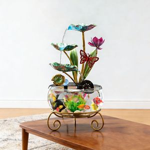 Fuente de agua para acuario con decoraciones para pecera, forma redonda, fácil de limpiar, para decoración de sala de estar - Product Image 3