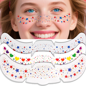Pegatinas Decorativas Brillantes para la Cara, <span class=keywords><strong>Tatuajes</strong></span> <span class=keywords><strong>Temporales</strong></span> de Pecas con Transferencia de Agua, Pegatinas de Pecas para la Cara - Product Image 1