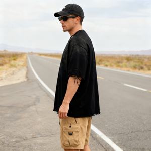 เสื้อยืด TKAN655D รุ่น OEM แบบสั่งทำพิเศษ สไตล์วินเทจ ล้างสีแบบแอซิด ดีไซน์ทำเก่า ทรงโอเวอร์ไซส์ ผ้าคอตตอน 100% หนานุ่ม สวมใส่สบายสำหรับผู้ชาย - Product Image 2