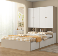 Ensemble de chambre à coucher moderne minimaliste multifonctionnel avec armoire intégrée en panneaux de bois de pin tatami, bureau et lit pour enfants de petite taille