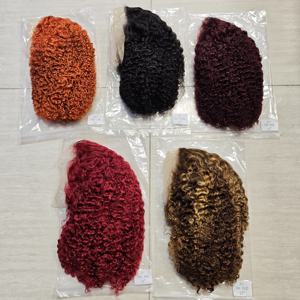 Promoción: Pelucas Bob Jerry Curly 13x4 de Cabello Humano con Encaje Frontal, de 10 a 16 Pulgadas, en Negro, 4/27, BUG, Color Ginger, Venta al Por Mayor - Product Image 1