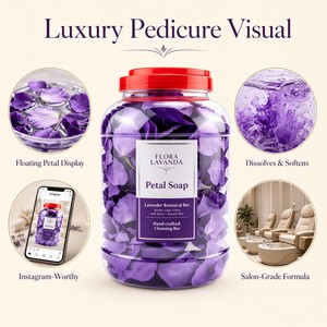 Jabón de Pétalos de Lavanda Hecho a Mano, Barra Limpiadora Botánica Ecológica, Forma de Flor, Jabón Sólido Natural con Aroma Suave para Baño y Cuerpo - Product Image 2