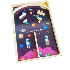 Padrões do planeta madeira deslizamento contas labirinto bolas brinquedo pai crianças Puck Board Game