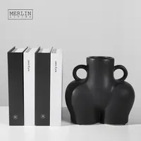 Merlin Living Matte Menselijk Lichaam Sculptuur Keramische Naakt Art Butt Vaas Moderne Home Decor Vaas Moderne Voor Zwarte Vaas Decoratie