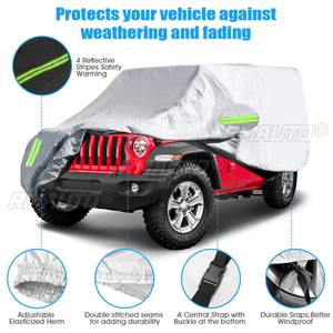 Housse de voiture universelle anti-UV, anti-poussière, imperméable, protection pour Jeep Wrangler 2 portes/4 portes JK JL CJ YJ TJ 1987-2019 - Product Image 2