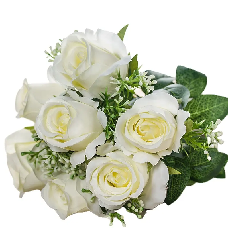 7 teste/Bundle fiori artificiali rosa di seta Mini Bouquet per natale casa matrimonio capodanno fai da te confezione regalo decorazione pianta finta
