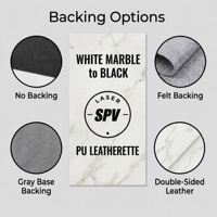Cuir synthétique imperméable blanc marbré/noir PU 12x24 pouces avec adhésif pour patchs de chapeaux et porte-clés, gravure laser