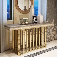 Table console moderne de luxe en marbre avec entrée en acier inoxydable Meubles de salon pour la maison pour le couloir de la villa