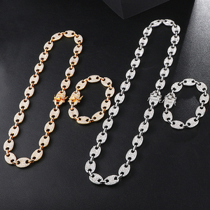 Cadena y pulsera con diamantes de imitación estilo HIP HOP para mujer, collar ostentoso de aleación con diamantes de imitación de cerdo y nariz - Product Image 5