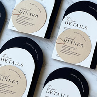 Suite d'invitations de mariage personnalisées en couches, imprimées sur mesure, papeterie de mariage minimaliste noir et blanc avec carte d'insertion ronde