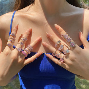 Brilliance Trendy Sonsuzluk Alyansları Kadınlar İçin S925 Gümüş Takı 5A/8A Zirkon Pembe Venom Nişan Söz Yüzükleri - Product Image 3