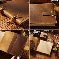 Carnet de notes A5 personnalisé en cuir pleine fleur avec reliure cousue, style vintage, journal, cahier de travail, couverture de livre de comptes, cadeau 200