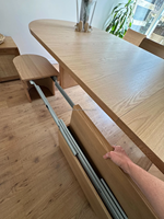 Table Ronde Transformable avec Rangement et Banc Extensible, Entièrement Dépliable pour Accueillir Plus de 10 Personnes et Entièrement Rétractable pour Accueillir 5 Personnes