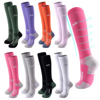 Chaussettes de compression en nylon personnalisées avec logo, 15-20 mmHg, 20-30 mmHg, chaussettes de sport colorées jusqu'au genou pour hommes et femmes