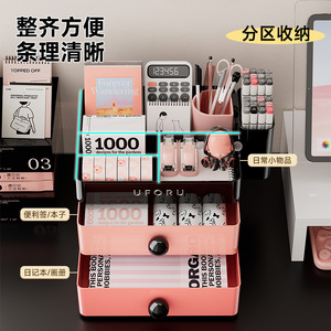 Organisateur de bureau Uforu avec tiroirs et porte-stylos pour le rangement de fournitures de bureau, forme rectangulaire, matériau PP - Product Image 2