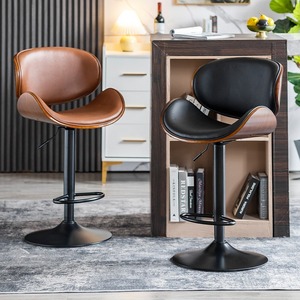 WDY Mid Century Modern Counter Height Bar Chairs Barstools <strong>Adjustable</strong> Swivel Leather Bar <strong>Stools</strong> for Kitchen Island - Product Image 1