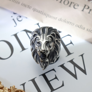 Lion Head <b>Ring</b> <b>Titanium</b> Steel Men's Retro Animal Zodiac Index Finger Jewelry Gift - Product Image 1