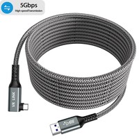 Cable de Extensión USB a Tipo-C en Ángulo Recto de 90 Grados, 5 Metros, 3A, Carga Rápida, Trenzado, Blindado de Nailon, para Datos, Cámara, VR, para Computadora