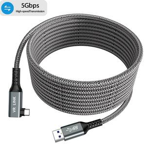 Cavo USB a Type-C Angolato a 90 Gradi, 5 Metri, Ricarica Rapida 3A, Cavo di Prolunga in Nylon per Dati, Fotocamera e VR - Product Image 6